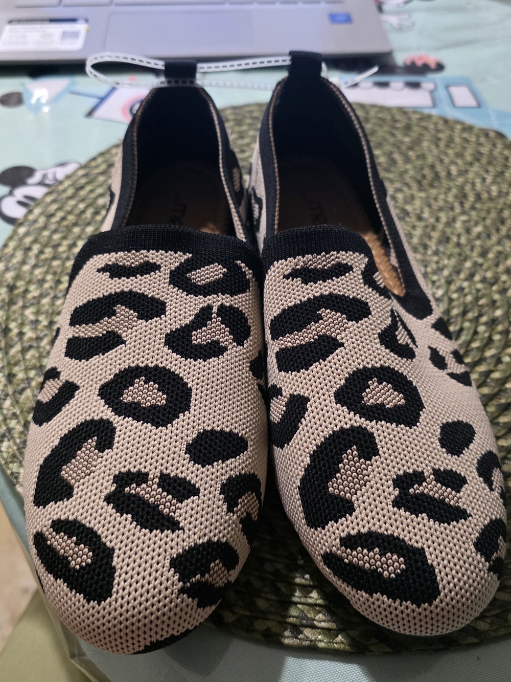 me too Leopard Knit Slip-On Flats in Beige and Black New No Label Size 8W